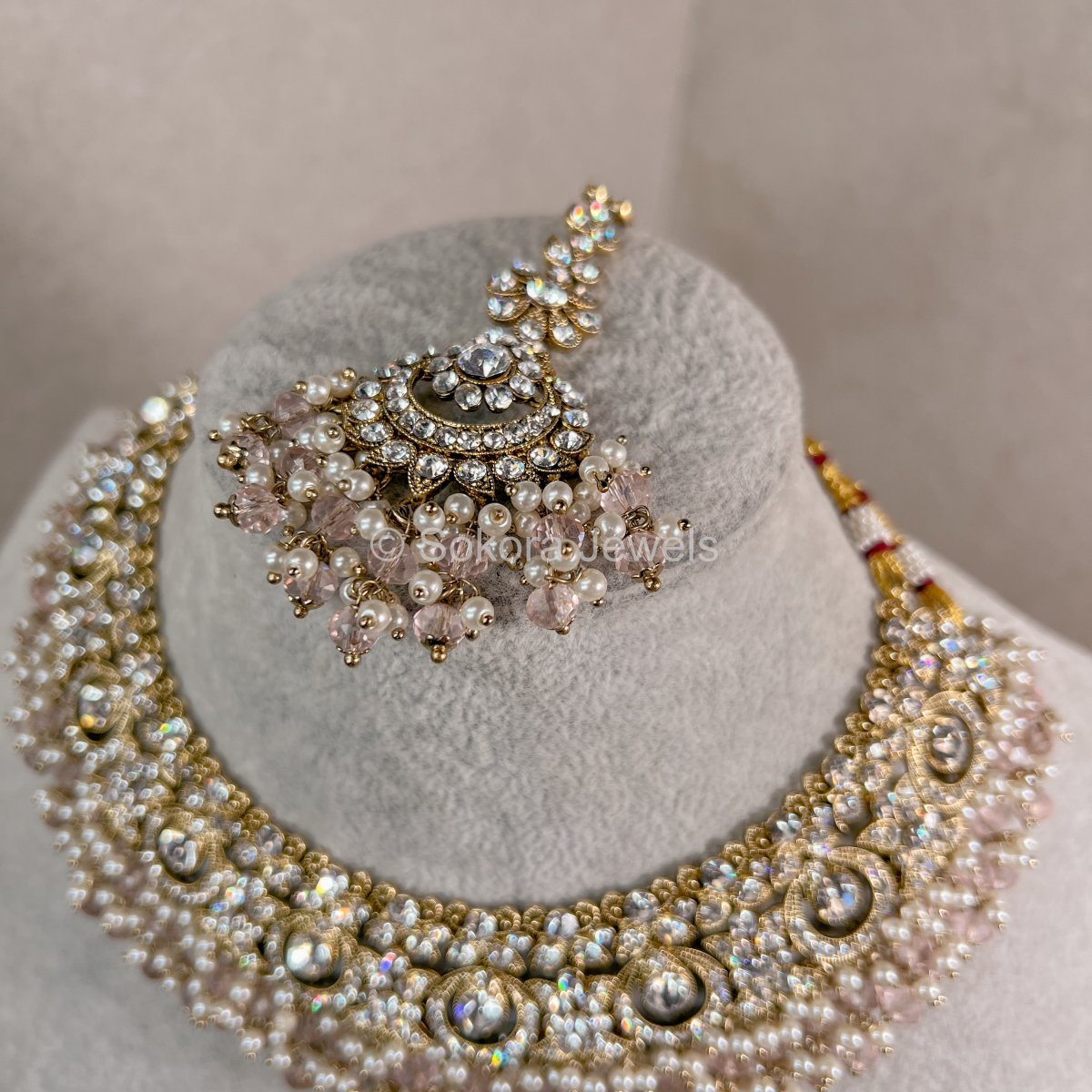 Simmi Bridal Necklace Set - Light Pink - SOKORA JEWELSSimmi Bridal Necklace Set - Light Pinknecklace sets