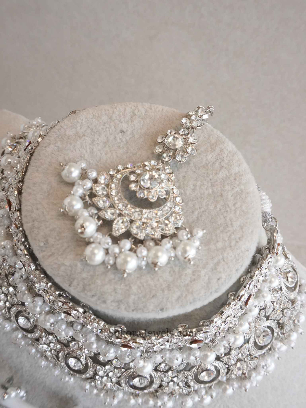 Simmi Double Bridal Necklace Set - Light Pink - SOKORA JEWELSSimmi Double Bridal Necklace Set - Light Pinknecklace sets