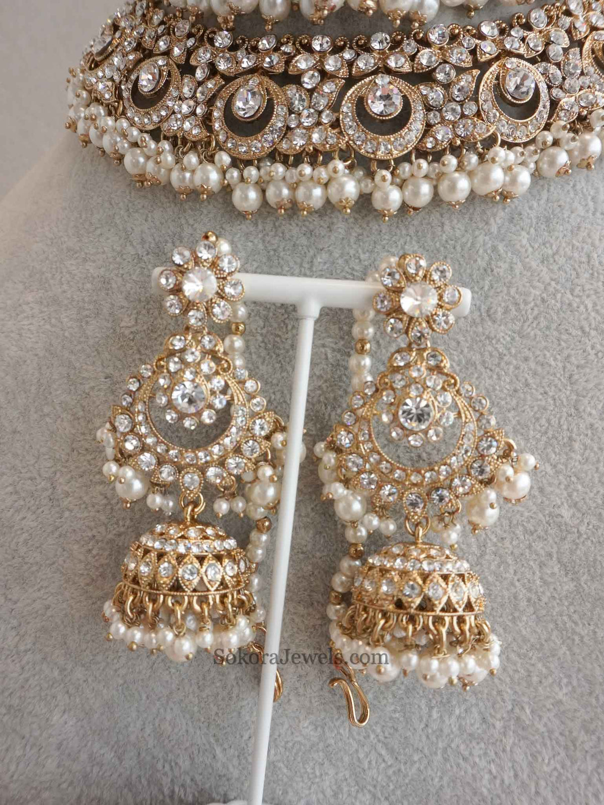 Simmi Double Bridal Necklace Set - Light Pink - SOKORA JEWELSSimmi Double Bridal Necklace Set - Light Pinknecklace sets