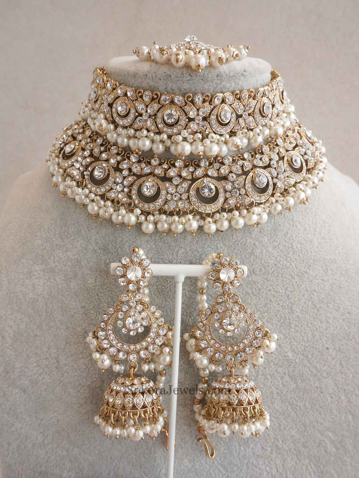 Simmi Double Bridal Necklace Set - Light Pink - SOKORA JEWELSSimmi Double Bridal Necklace Set - Light Pinknecklace sets