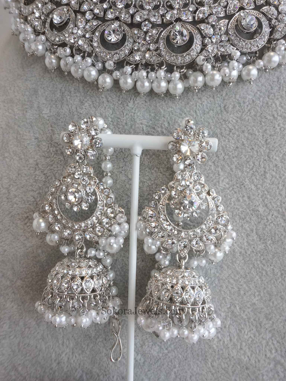 Simmi Double Bridal Necklace Set - Light Pink - SOKORA JEWELSSimmi Double Bridal Necklace Set - Light Pinknecklace sets