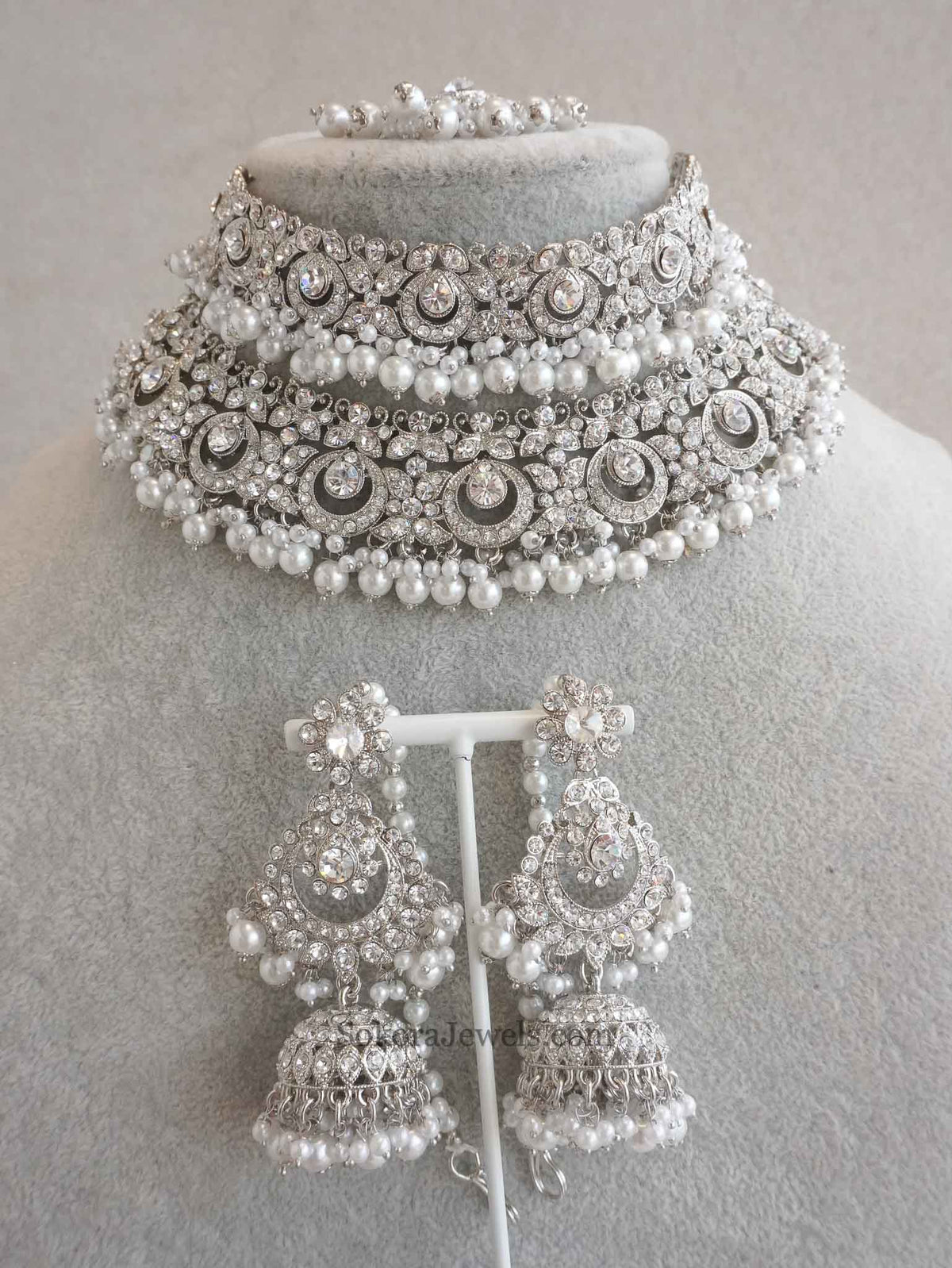 Simmi Double Bridal Necklace Set - Light Pink - SOKORA JEWELSSimmi Double Bridal Necklace Set - Light Pinknecklace sets