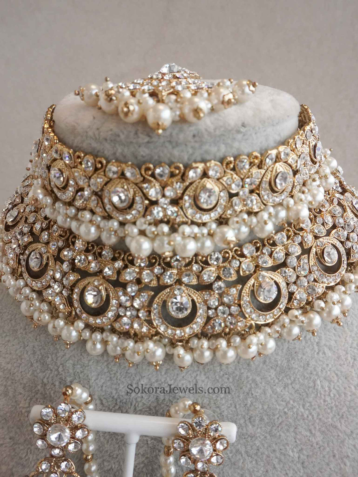 Simmi Double Bridal Necklace Set - Light Pink - SOKORA JEWELSSimmi Double Bridal Necklace Set - Light Pinknecklace sets