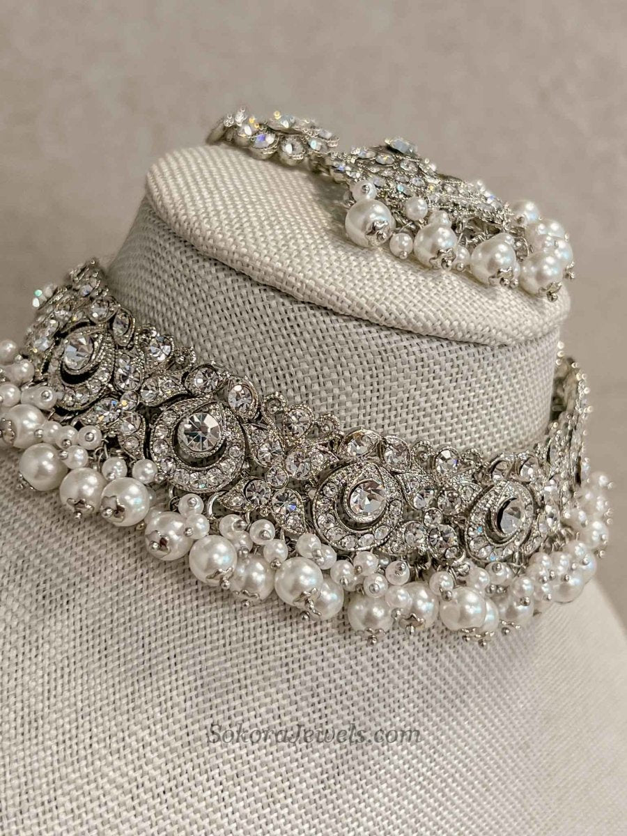 Simmi Silver Choker Set - SOKORA JEWELSSimmi Silver Choker Setnecklace sets