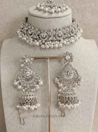Simmi Silver Choker Set - SOKORA JEWELSSimmi Silver Choker Setnecklace sets