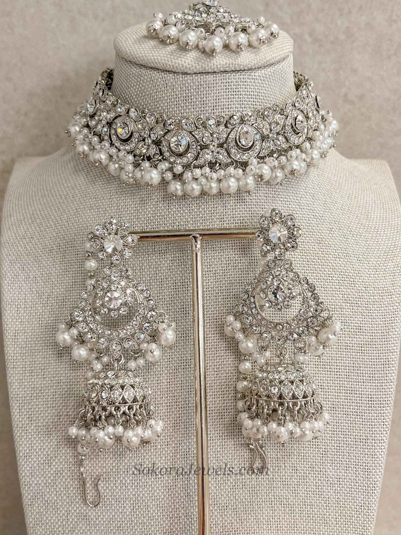 Simmi Silver Choker Set - SOKORA JEWELSSimmi Silver Choker Setnecklace sets