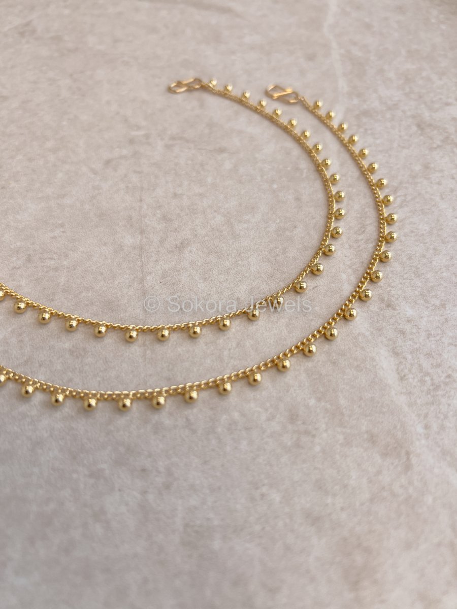 Simple Ball Anklets - Gold - SOKORA JEWELSSimple Ball Anklets - Gold