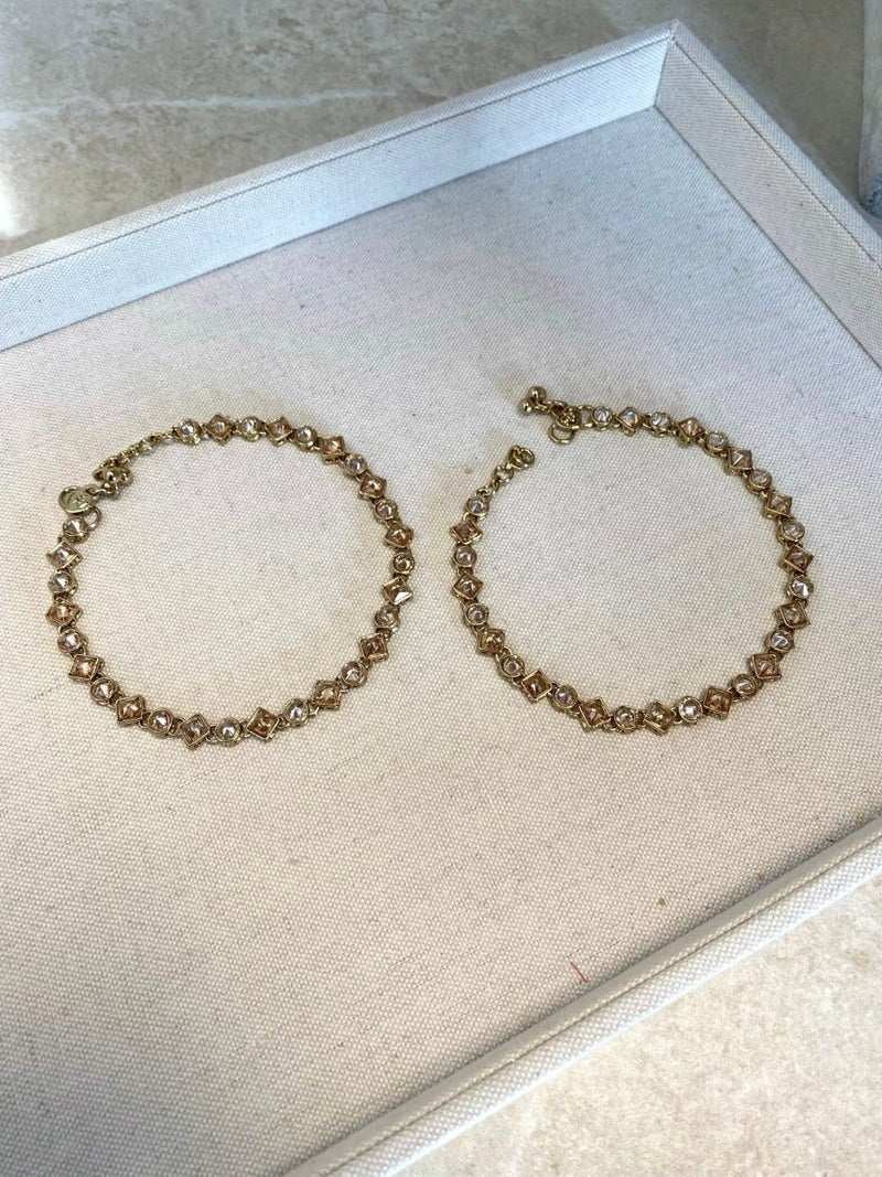 Simple Crystal Anklets - Champagne - SOKORA JEWELSSimple Crystal Anklets - Champagne