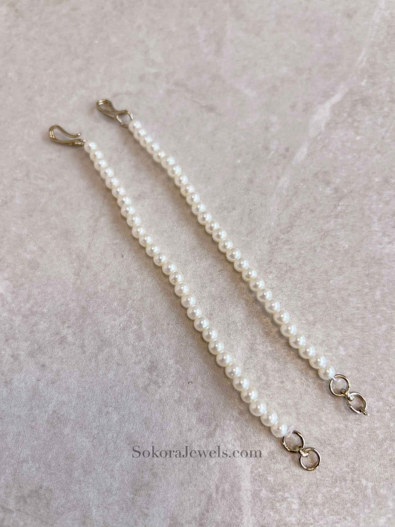 Simple Pearl Earring Chains - SOKORA JEWELSSimple Pearl Earring ChainsEARRINGS