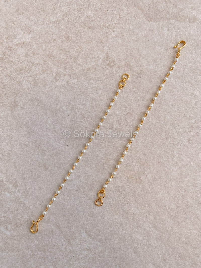 Simple Pearl Earring Chains - SOKORA JEWELSSimple Pearl Earring ChainsEARRINGS