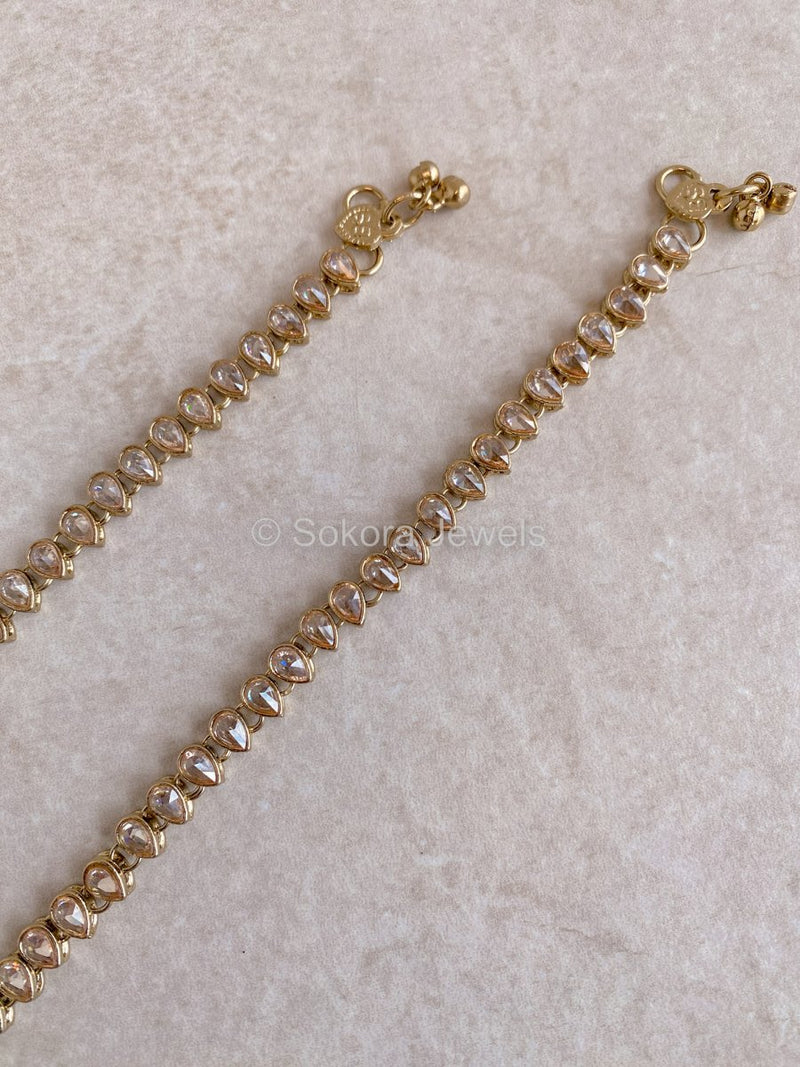 Simple Tear Drop Crystal Anklets - SOKORA JEWELSSimple Tear Drop Crystal Anklets