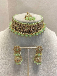 SIMPLY IMPERFECT: Antique Gold Choker Set - Mint - SOKORA JEWELSSIMPLY IMPERFECT: Antique Gold Choker Set - Mint