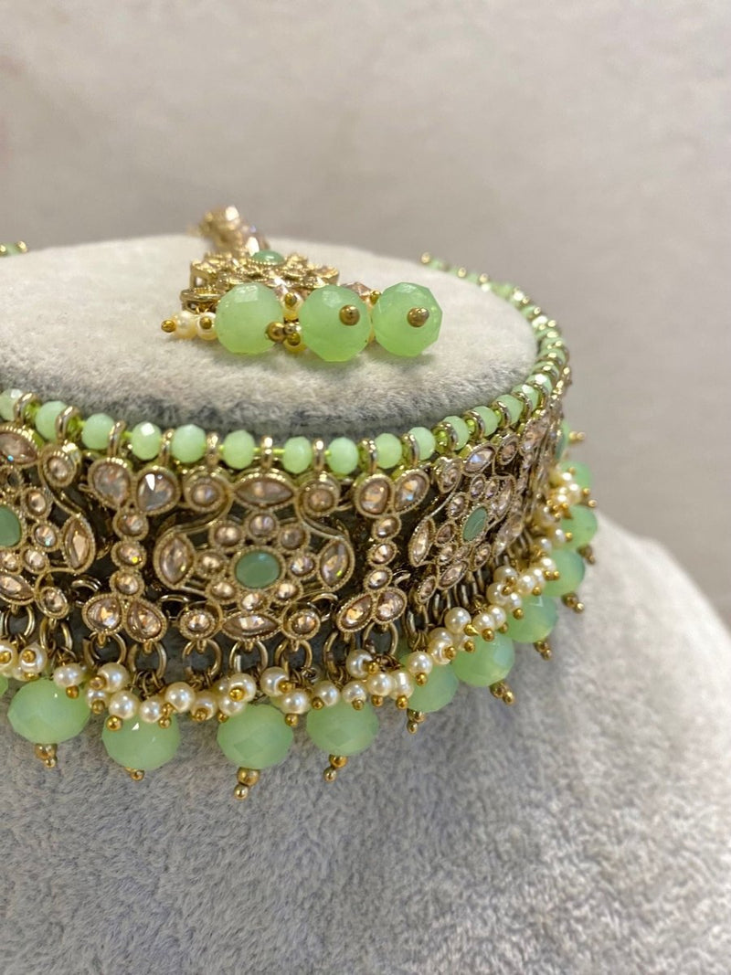 SIMPLY IMPERFECT: Antique Gold Choker Set - Mint - SOKORA JEWELSSIMPLY IMPERFECT: Antique Gold Choker Set - Mint