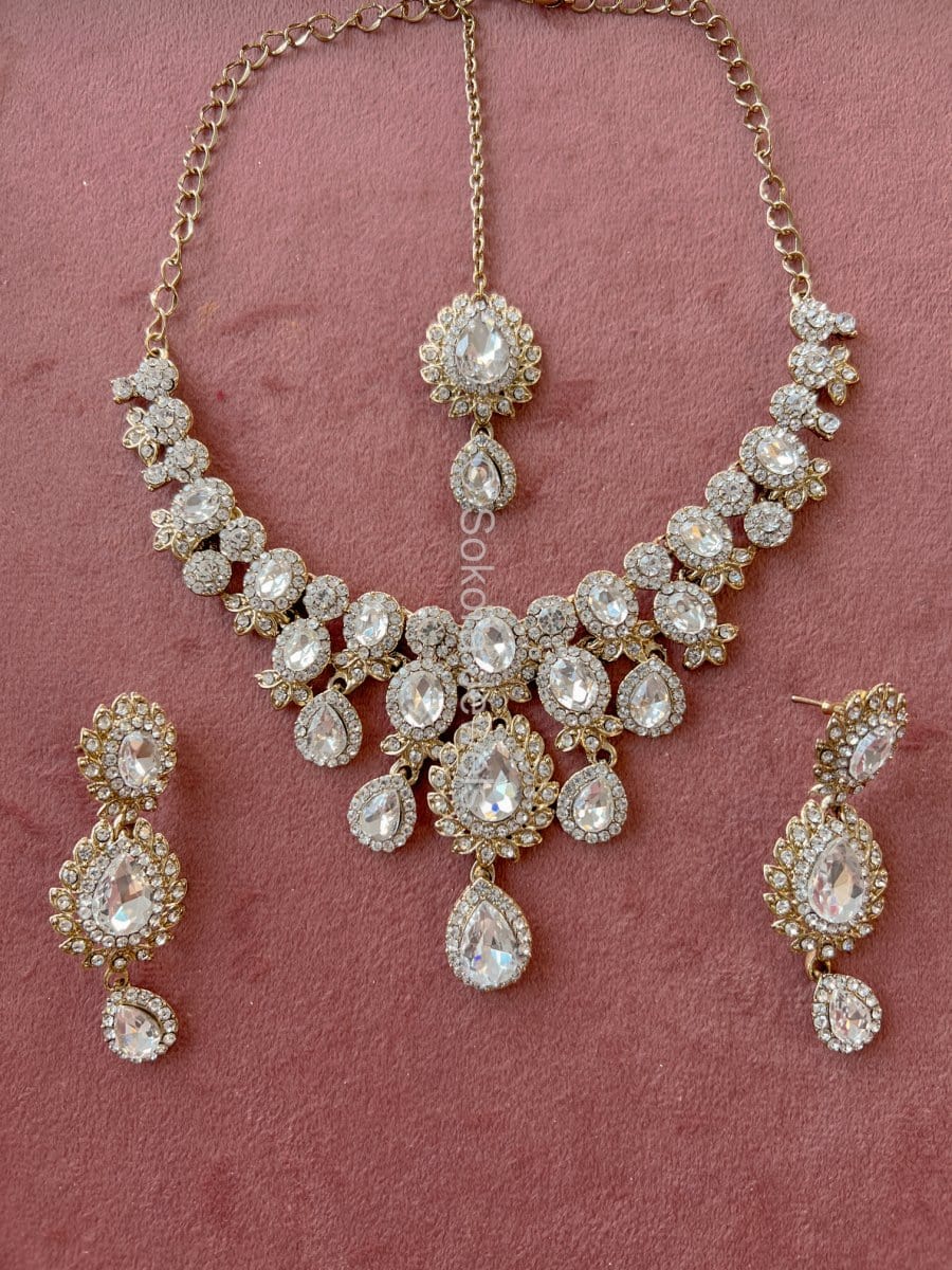 Simran Necklace Set - Clear – SOKORA JEWELS