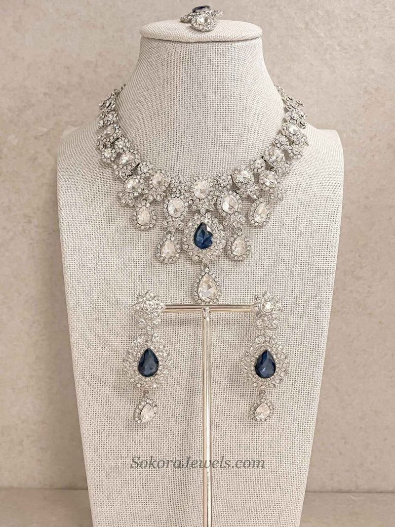 Simran Silver Base Necklace Set - SOKORA JEWELSSimran Silver Base Necklace SetNECKLACE SETS