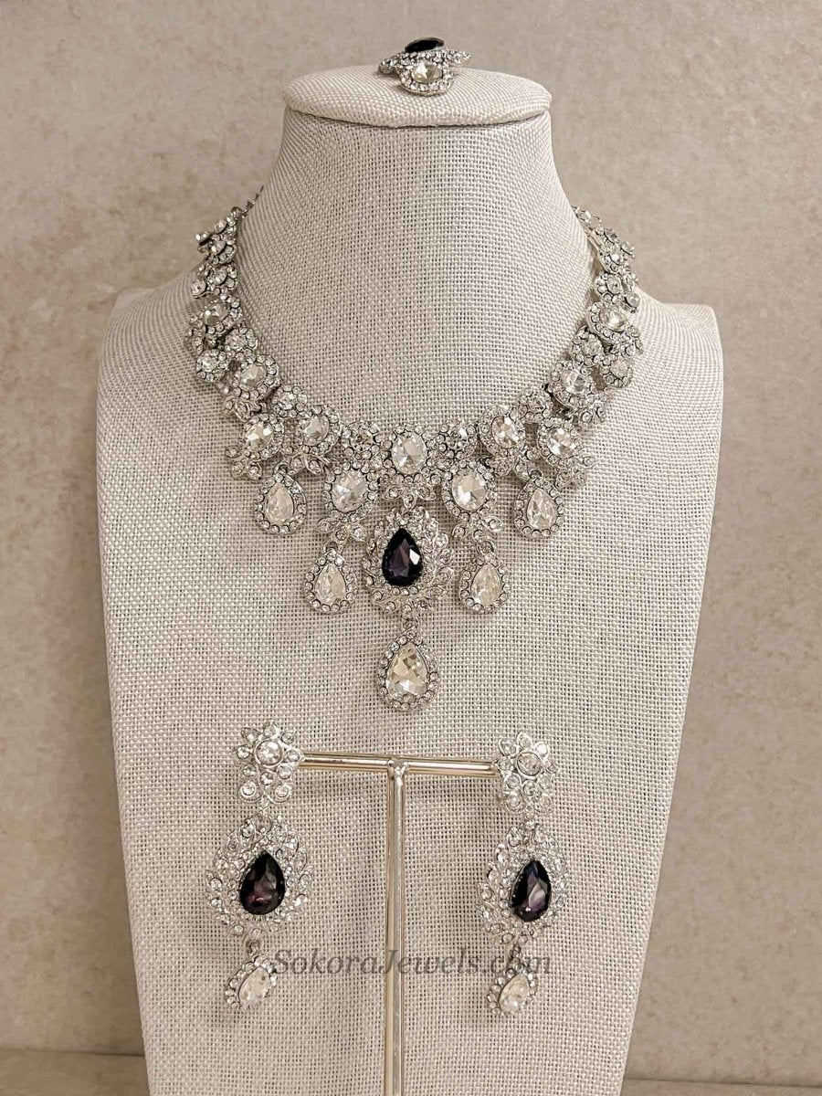 Simran Silver Base Necklace Set - SOKORA JEWELSSimran Silver Base Necklace SetNECKLACE SETS