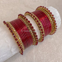 Sitara Bangle Set - Maroon - SOKORA JEWELSSitara Bangle Set - MaroonBANGLES