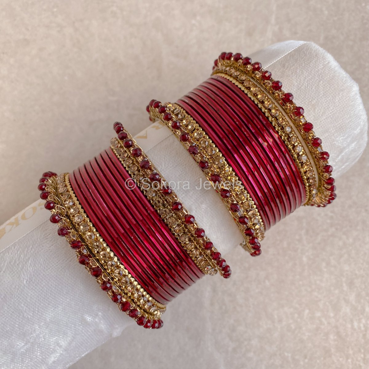 Sitara Bangle Set - Maroon - SOKORA JEWELSSitara Bangle Set - MaroonBANGLES