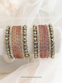 Size 2.2 Glass Pink Bangle set - SOKORA JEWELSSize 2.2 Glass Pink Bangle setBANGLES