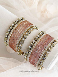 Size 2.2 Glass Pink Bangle set - SOKORA JEWELSSize 2.2 Glass Pink Bangle setBANGLES