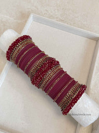 (Slightly Imperfect) 2.10 Maroon Bangle set - SOKORA JEWELS(Slightly Imperfect) 2.10 Maroon Bangle setBANGLES