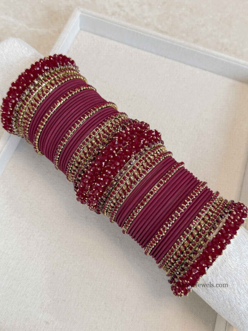(Slightly Imperfect) 2.10 Maroon Bangle set - SOKORA JEWELS(Slightly Imperfect) 2.10 Maroon Bangle setBANGLES
