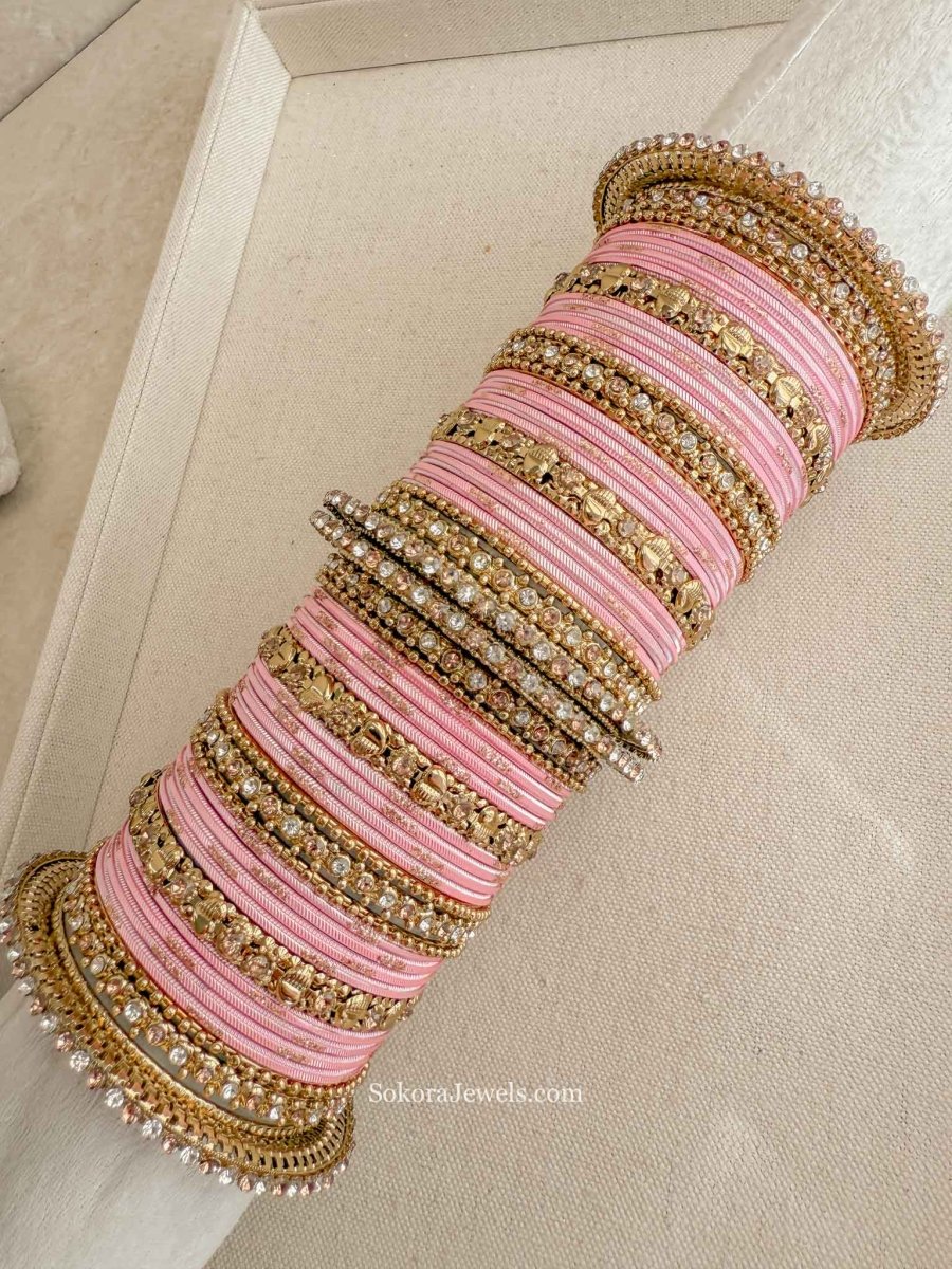 Slightly Imperfect: 2.4 Clearance Peachy Pink Bangle set - SOKORA JEWELSSlightly Imperfect: 2.4 Clearance Peachy Pink Bangle setBANGLES