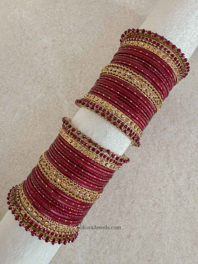Slightly Imperfect: 2.4 Maroon Bangle set - SOKORA JEWELSSlightly Imperfect: 2.4 Maroon Bangle setBANGLES
