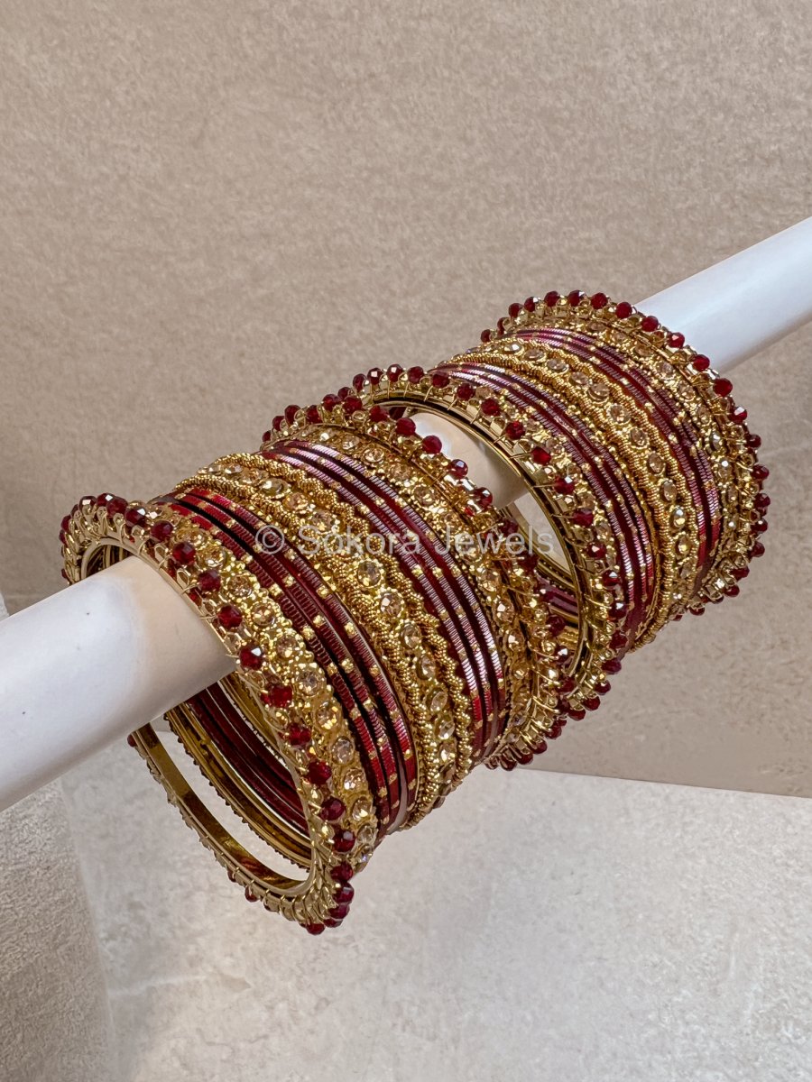 (Slightly Imperfect) 2.6 Clearance Bangle set Burgundy - SOKORA JEWELS(Slightly Imperfect) 2.6 Clearance Bangle set BurgundyBANGLES