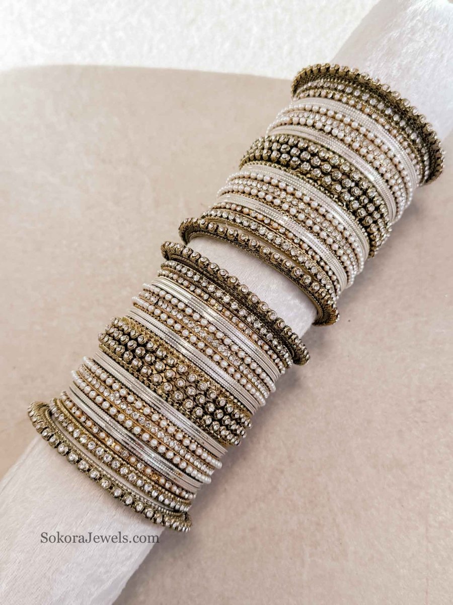 (Slightly Imperfect) 2.6 Clear/Gold Bangle set - SOKORA JEWELS(Slightly Imperfect) 2.6 Clear/Gold Bangle setBANGLES