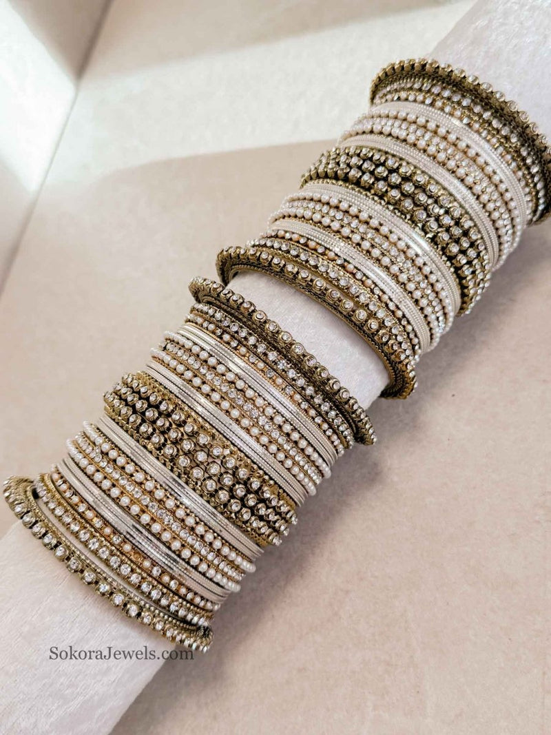 (Slightly Imperfect) 2.6 Clear/Gold Bangle set - SOKORA JEWELS(Slightly Imperfect) 2.6 Clear/Gold Bangle setBANGLES