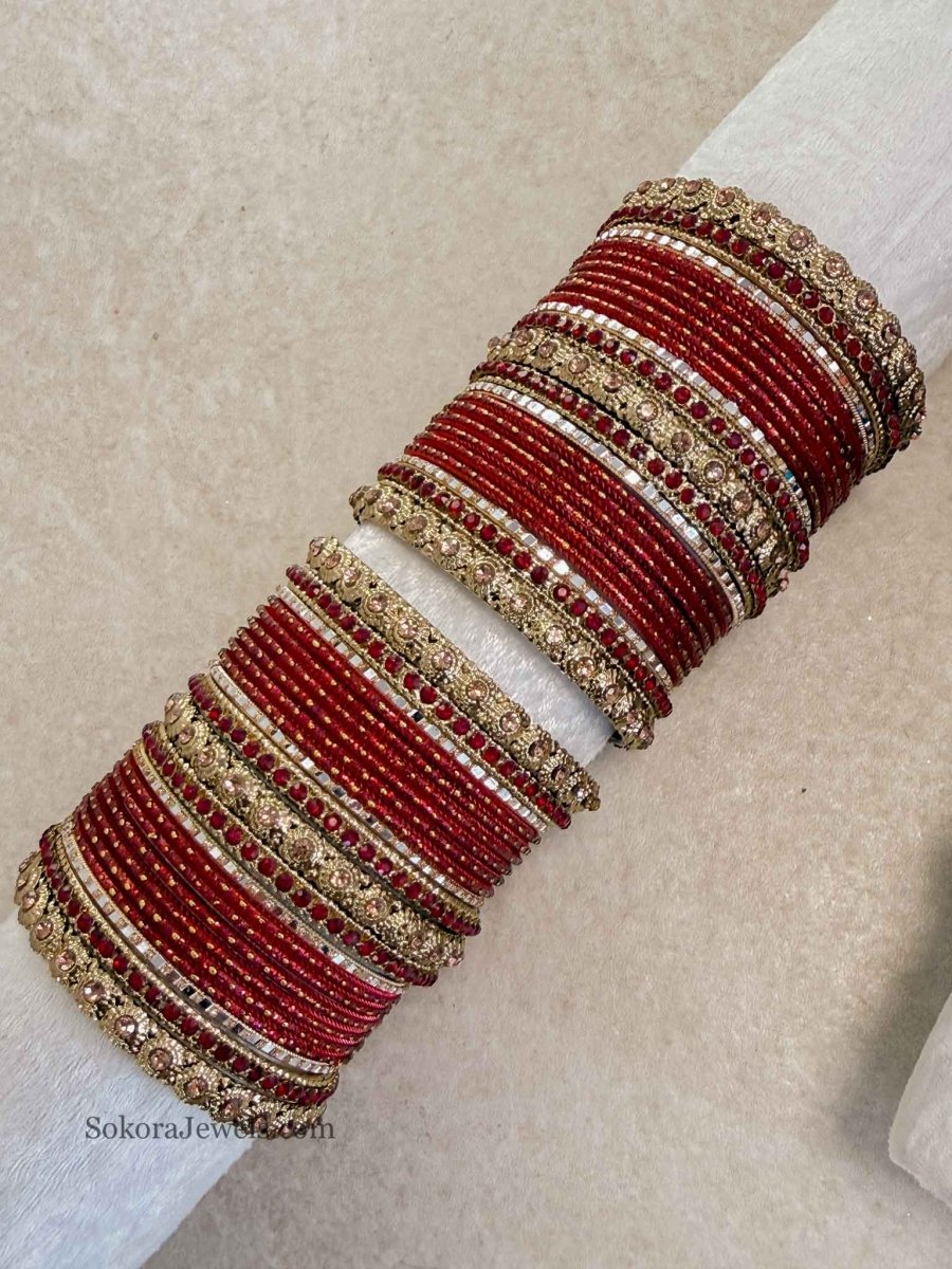 (Slightly Imperfect) 2.6 Maroon bangle set - SOKORA JEWELS(Slightly Imperfect) 2.6 Maroon bangle setBANGLES