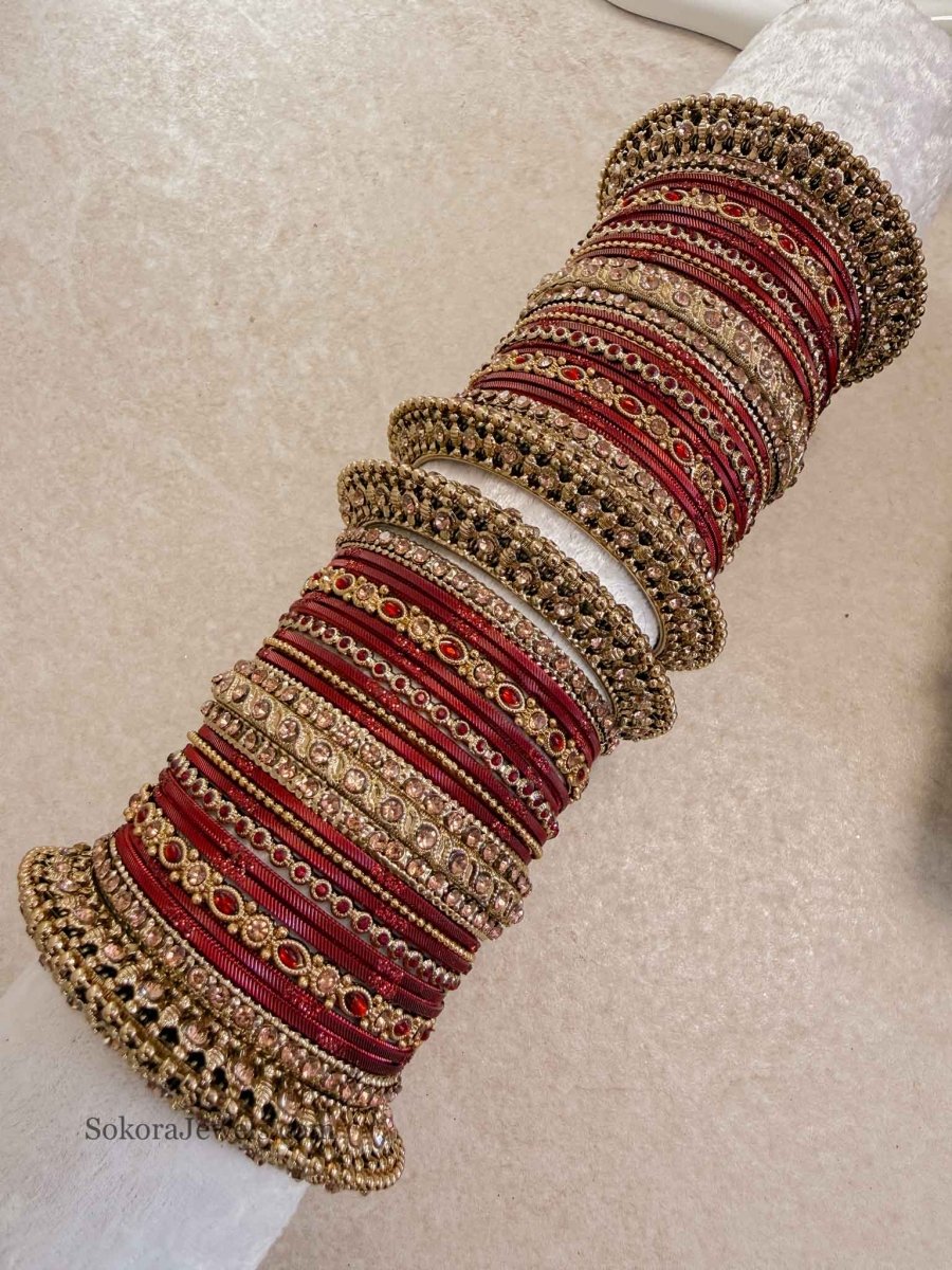 Slightly Imperfect: 2.8 Clearance Maroon Bangle Set - SOKORA JEWELSSlightly Imperfect: 2.8 Clearance Maroon Bangle SetBANGLES