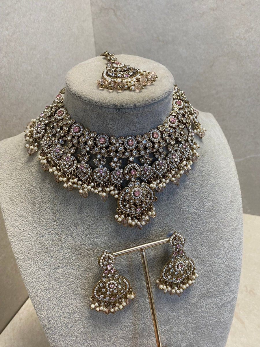 SLIGHTLY IMPERFECT: Afshah Necklace Set - Pink - SOKORA JEWELSSLIGHTLY IMPERFECT: Afshah Necklace Set - Pink