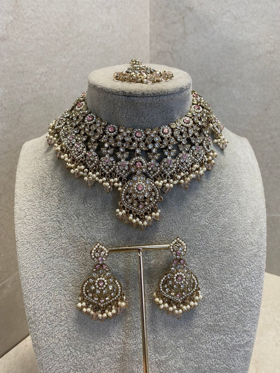 SLIGHTLY IMPERFECT: Afshah Necklace Set - Pink - SOKORA JEWELSSLIGHTLY IMPERFECT: Afshah Necklace Set - Pink