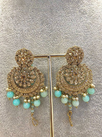 SLIGHTLY IMPERFECT: Antique Gold Choker Set - Blue - SOKORA JEWELSSLIGHTLY IMPERFECT: Antique Gold Choker Set - Blue