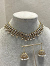 SLIGHTLY IMPERFECT: Antique Gold Choker Set - Clear/Pearl - SOKORA JEWELSSLIGHTLY IMPERFECT: Antique Gold Choker Set - Clear/Pearl