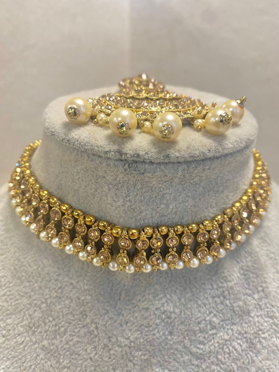 SLIGHTLY IMPERFECT: Antique Gold Choker Set - Golden - SOKORA JEWELSSLIGHTLY IMPERFECT: Antique Gold Choker Set - Golden