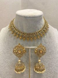 SLIGHTLY IMPERFECT: Antique Gold Choker Set - Golden - SOKORA JEWELSSLIGHTLY IMPERFECT: Antique Gold Choker Set - Golden