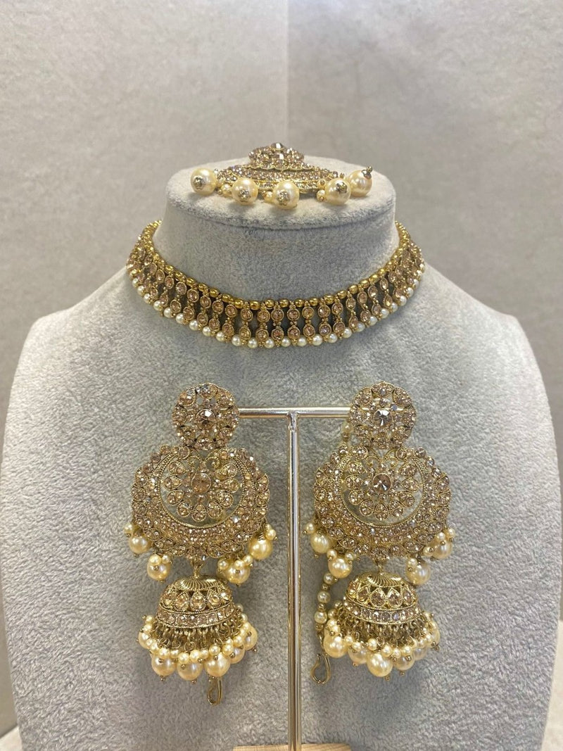 SLIGHTLY IMPERFECT: Antique Gold Choker Set - Golden - SOKORA JEWELSSLIGHTLY IMPERFECT: Antique Gold Choker Set - Golden