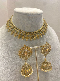 SLIGHTLY IMPERFECT: Antique Gold Choker Set - Golden - SOKORA JEWELSSLIGHTLY IMPERFECT: Antique Gold Choker Set - Golden