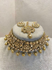 SLIGHTLY IMPERFECT: Antique Gold Choker Set - Golden - SOKORA JEWELSSLIGHTLY IMPERFECT: Antique Gold Choker Set - Golden