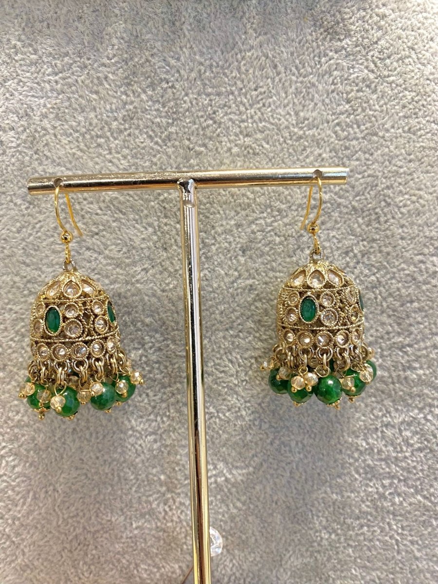 SLIGHTLY IMPERFECT: Antique Gold Choker Set - Green - SOKORA JEWELSSLIGHTLY IMPERFECT: Antique Gold Choker Set - GreenNECKLACE SETS