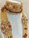 SLIGHTLY IMPERFECT: Antique Gold & Crystal Bridal Choker Set - Maroon - SOKORA JEWELSSLIGHTLY IMPERFECT: Antique Gold & Crystal Bridal Choker Set - MaroonNECKLACE SETS