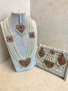 SLIGHTLY IMPERFECT: Antique Gold & Crystal Pearly Mala Set - Deep Red - SOKORA JEWELSSLIGHTLY IMPERFECT: Antique Gold & Crystal Pearly Mala Set - Deep RedNECKLACE SETS