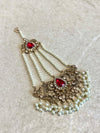 SLIGHTLY IMPERFECT: Antique Gold & Crystal Pearly Mala Set - Deep Red - SOKORA JEWELSSLIGHTLY IMPERFECT: Antique Gold & Crystal Pearly Mala Set - Deep RedNECKLACE SETS