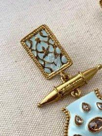 (Slightly Imperfect) Antique Gold Drop Earrings - Light Blue - SOKORA JEWELS(Slightly Imperfect) Antique Gold Drop Earrings - Light Blue