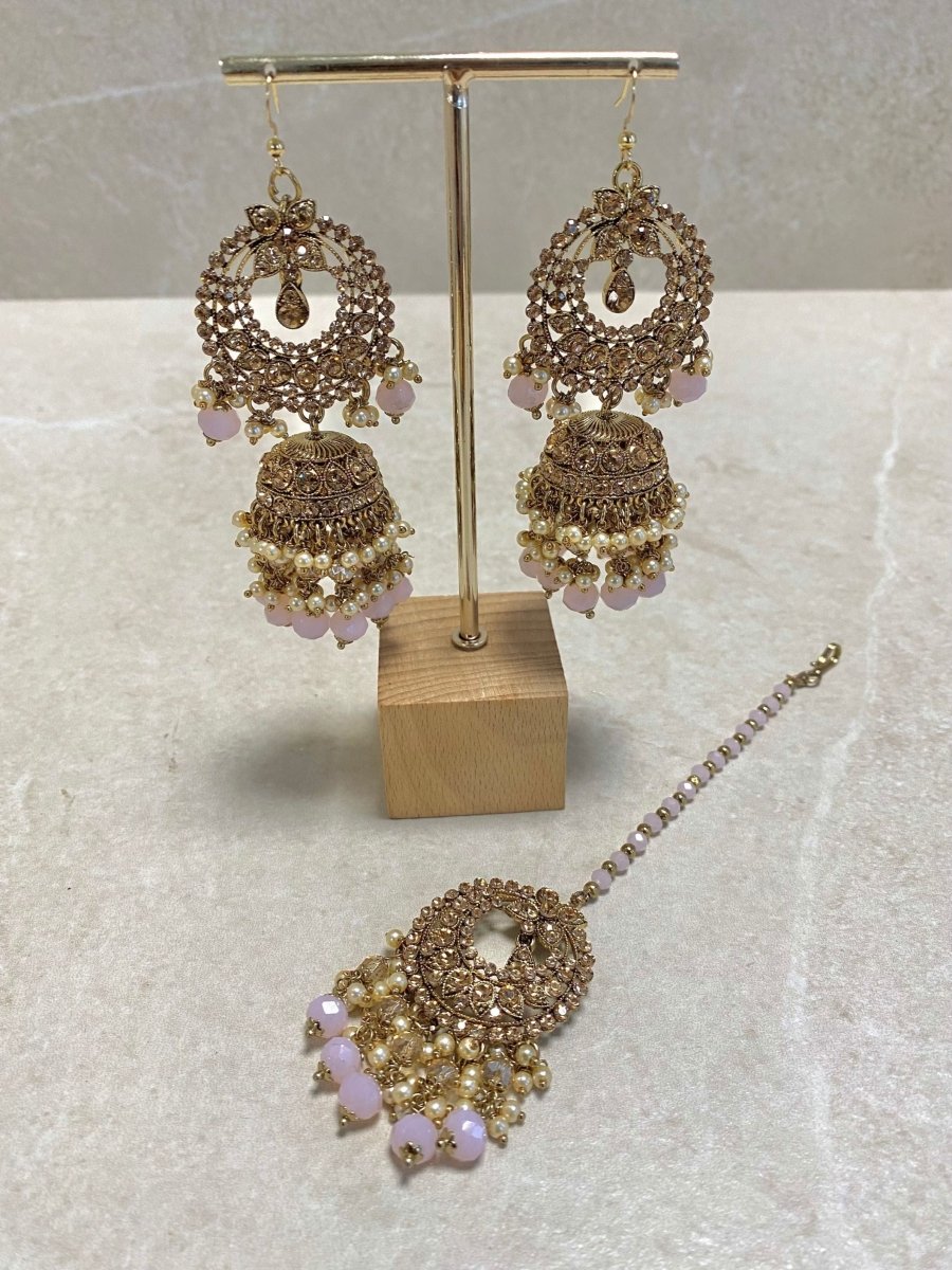 SLIGHTLY IMPERFECT: Antique Gold Drop Earrings - Pink - SOKORA JEWELSSLIGHTLY IMPERFECT: Antique Gold Drop Earrings - Pink