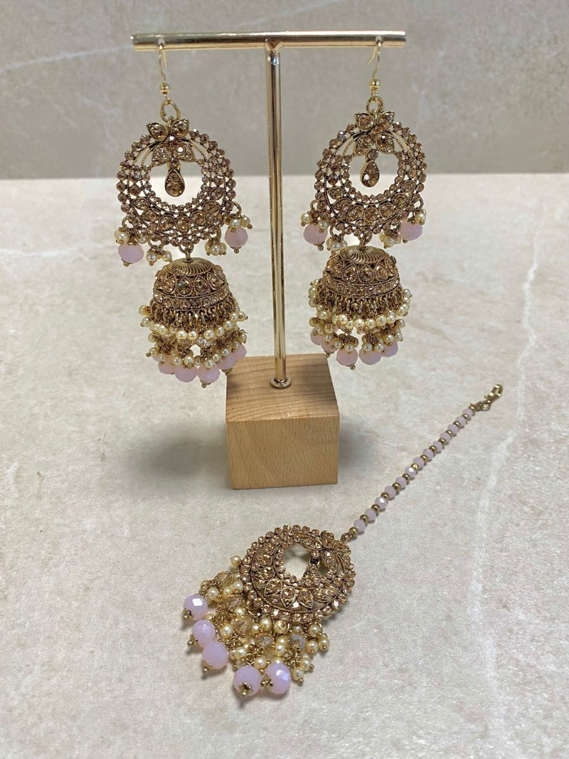 SLIGHTLY IMPERFECT: Antique Gold Drop Earrings - Pink - SOKORA JEWELSSLIGHTLY IMPERFECT: Antique Gold Drop Earrings - Pink