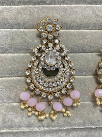 SLIGHTLY IMPERFECT: Antique Gold Drop Earrings - Pink/Clear - SOKORA JEWELSSLIGHTLY IMPERFECT: Antique Gold Drop Earrings - Pink/Clear